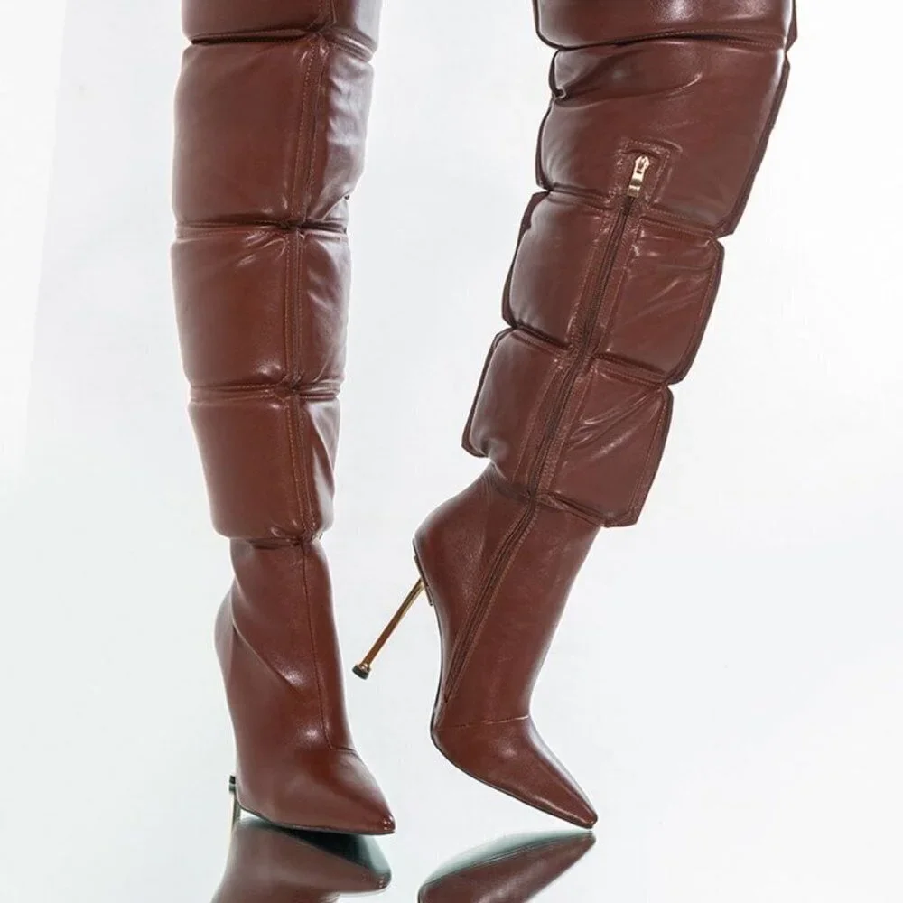AZALEA WANG NOT YOUR AVERAGE STILETTO BOOT IN BROWN